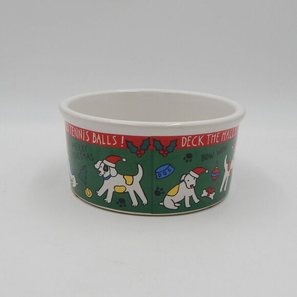 Deck The Halls Doggy Puppy Christmas Riviera Van Beers Signature Pet Bowl - Picture 4 of 7